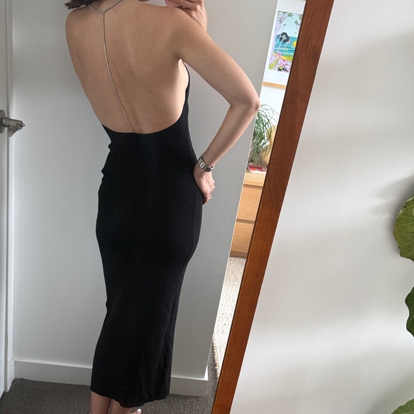 Zara Black Backless Dress with Rhinestone Spaghetti Straps - Picture 3 of 4